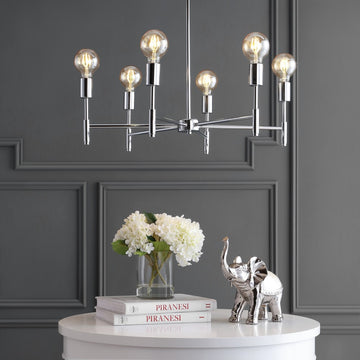 Turing 28.5" Adjustable Height Metal LED Chandelier - JONATHAN Y